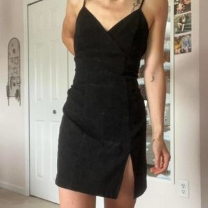 suede / velvet little black dress